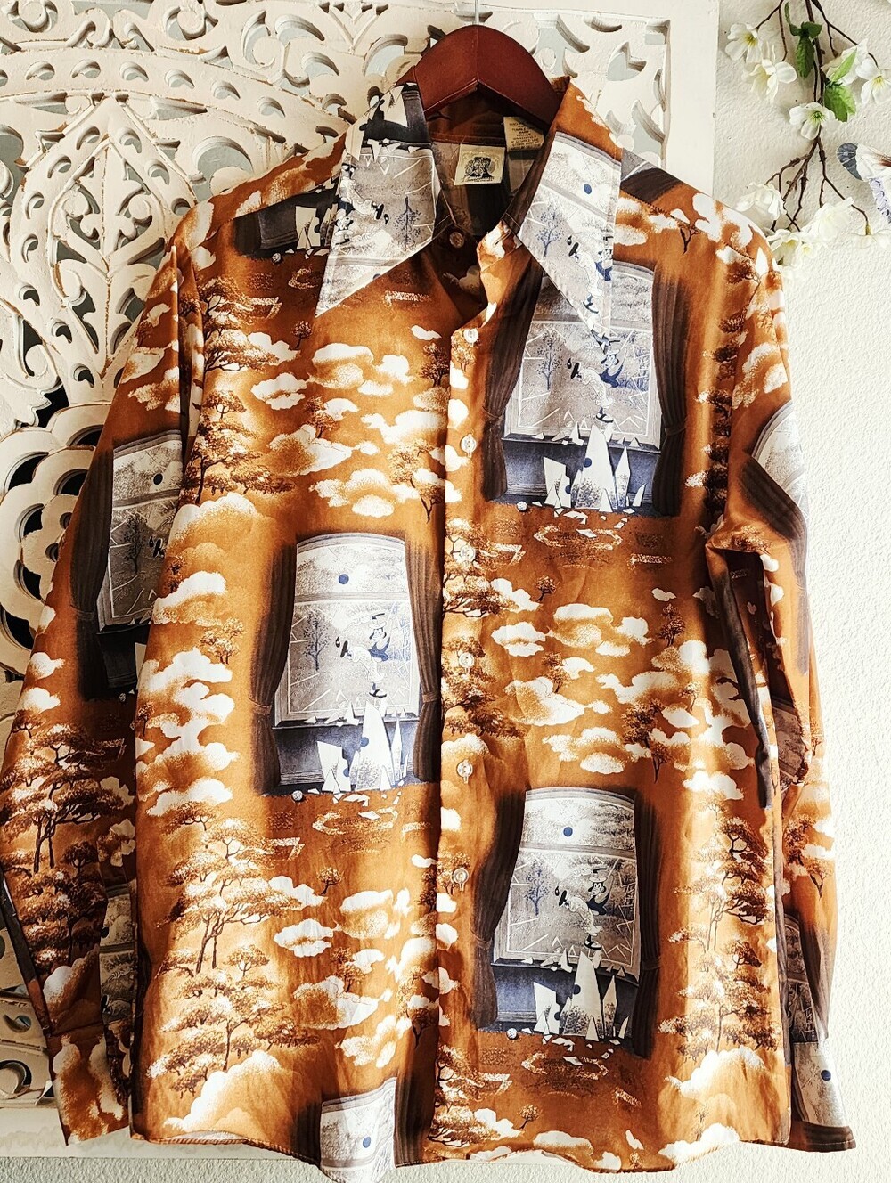 VINTAGE 70'S KENNINGTON DISNEY POLYESTER SHIRT GOOFY DESIGN MENS SIZE LARGE - Picture 2 of 16